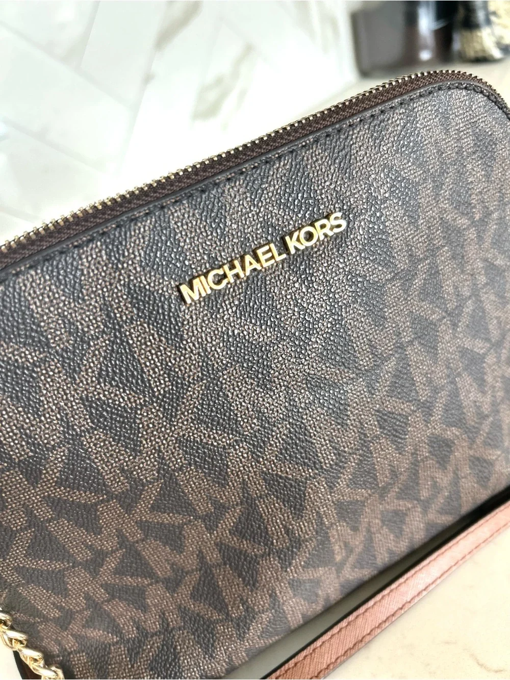 Michael Kors Cindy Signature Logo Dome Crossbody Bag